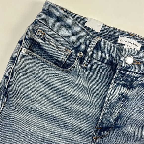 Good American Good Legs Destroyed Skinny Leg Ankle Cropped Designer Jeans - Picture 11 of 16